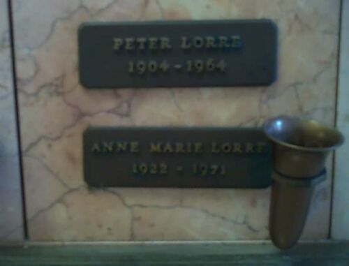 Peter Lorre's grave at Hollywood Cemetery
